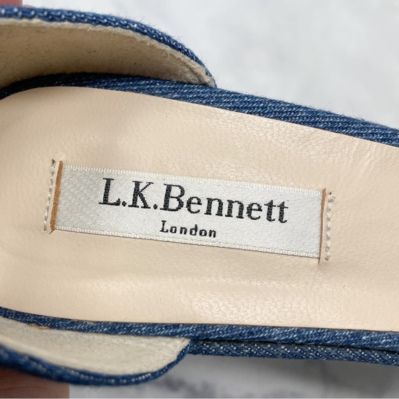 L.K. Bennett Litya Denim Jean Platform Espadrille Wedge Sandal Heels Bohemian 38 - Picture 9 of 13